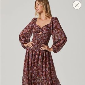 ASTR Arlette Floral Sweatheart Tiered Maxi Dress